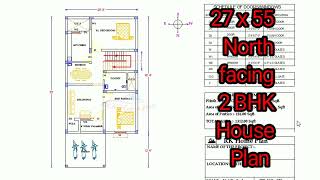 27 x 55 North facing 2 BHK House Plan [upl. by Yelrebmyk]