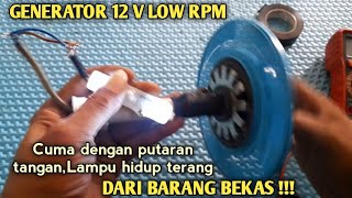 Cara membuat Generator Low RPM 12volt dari barang bekas [upl. by Amal882]