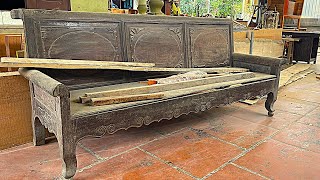 Old Furniture Restoration Skills  Cleaning Amazing Stains From An Old 1980s Chair [upl. by Ciccia698]