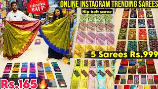 ₹165🔥Christmas New Hipbelt Saree Offer👌 Old Washermanpet Christmas Combo Offers 📍Reshma Sarees [upl. by Aicnarf]