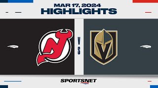 NHL Highlights  Devils vs Golden Knights  March 17 2024 [upl. by Robinetta]