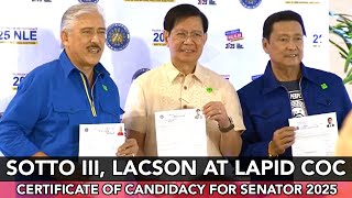 TITO SOTTO III PING LACSON AT LITO LAPID SABAY NAGHAIN NG CERTIFICATE OF CANDIDACY SA PAGKASENADOR [upl. by Torrance]