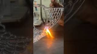 Flameworking a glass clover leaf bowl glassart glassblowing [upl. by Rawdon]