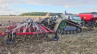 Kongskilde 6m Seeder with 1900l front tank on Agbot seeding in Clay Bedfordshire Agxeed [upl. by Ahsirtap85]