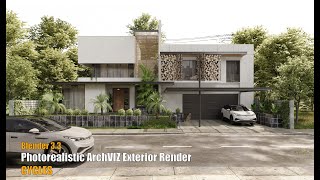 How to Create a Photorealistic ArchVIZ Exterior Render in Blender 33  CYCLES [upl. by Norbie]