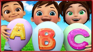 ABC Song with Balloons and Animals  Banana Cartoon 3D Nursery Rhymes Baby amp Kids Songs [upl. by Lomax]