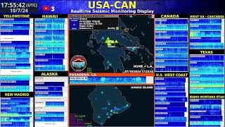 USACAN  USA and CANADA  Realtime Seismic Monitoring [upl. by Mw]