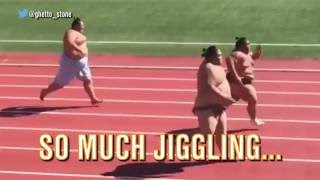 Watch 3 huge sumo wrestlers square off in foot race for the ages [upl. by Aihsatan]