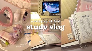 5am study vlog 🍵📔 5am morning routine cafe study lots of studying hauls and more [upl. by Nosydam]