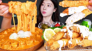 ASMR MUKBANG  💣 새우폭탄 💣 불닭크림파스타🔥 통통바삭 왕새우튀김 먹방 Spicy Shrimp Cream Pasta amp Crispy Fried Shrimps [upl. by Ettenyar]