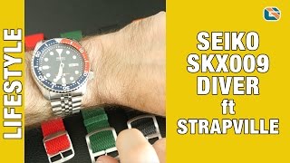 Seiko SKX009 Diver Watch Reveal ft Strapville Perlon Straps • Watches Up Close amp Personal [upl. by Fiertz283]