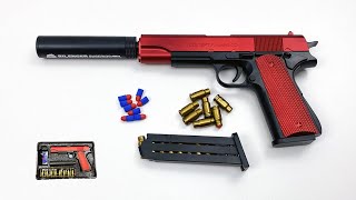 Unbox Soft Bullet gun Colt M 1911 Toy Gun Shell Ejection Model Outdoor Shooting Games Blaster Gun [upl. by Rahm]