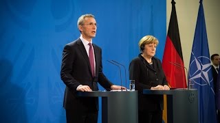 NATO Secretary General with Chancellor of Germany 14 JAN 2015 [upl. by Arres234]