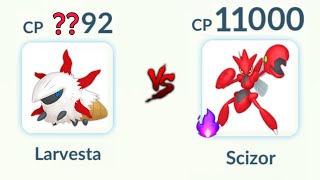 LARVESTA vs 11000 CP Sw SCIZOR Team in Pokemon GO [upl. by Hakeem923]