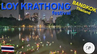 LOY KRATHONG festival at Lumphini park BANGKOK Thailand [upl. by Ispep]