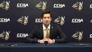 Augustana Hockeys Garrett Raboin after Midco Arena Opener against Ferris State [upl. by Smiga771]