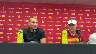 USC Postgame press conference with Lincoln Riley Duce Robinson and Jaylin Smith [upl. by Enitnelav585]