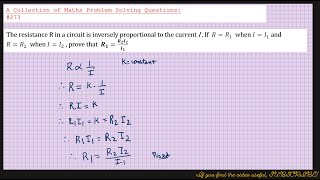 A Collection of Maths Problem Solving Questions273 Inverse Proportion [upl. by Nyluqcaj800]