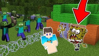 APOCALIPSE DE ZUMBIS NA CASA DO BOB ESPONJA NO MINECRAFT BOB ESPONJA VIROU ZUMBI [upl. by Charita]