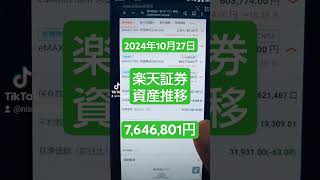 【2024年10月27日日】楽天・SBI証券・ビットコイン「資産の推移」→￥7646801円！積立ニーサ [upl. by Hanas826]