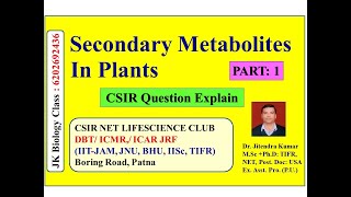 Secondary Metabolites in Plants  CSIR NET LIFESCEINCE CSIRNET GATE ICMR IITJAM ICAR [upl. by Naehs981]