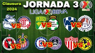 Fechas horarios y canales para ver la JORNADA 3 liga mx 2024 [upl. by Stevie]