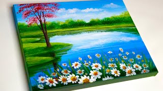 Acrylic landscape painting  Painting tutorial  Painting for beginners [upl. by Gerri]