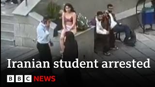 Iranian student arrested after removing clothes at university  BBC News [upl. by Lledniw]