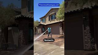 This is the process to pressure wash a paver driveway💦 powerwashlasvegascom lasvegasrealestate [upl. by Ylelhsa]