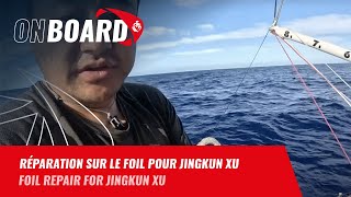 Réparation sur le foil pour Jingkun Xu  Vendée Globe 2024 [upl. by Igal]