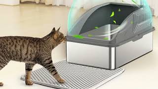 Stainless Steel Cat Litter Box Extra Large Litter Boxes for Big Cats [upl. by Leidba]