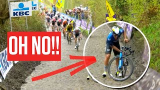 Mathieu van der Poel Rides Free While Others Walk Up The Koppenberg At The Tour Of Flanders [upl. by Nnyliram491]