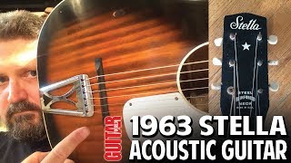 DEMO 1963 Stella H929 Acoustic Guitar by Harmony  A slide blues machine [upl. by Ybsorc]