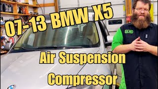 20072013 BMW X5 Air Suspension Compressor Replacement Code 5F9A [upl. by Eniagrom]