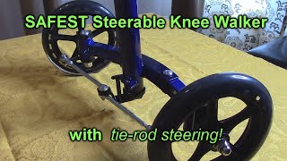 SAFEST Steerable Knee Walker with tierod steering KneeRover Crutch Alternative Model KC06 REVIEW [upl. by Yoshio]