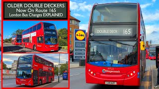 DOUBLE DECKER CONVERSION Route 165s Enviro 400s EXPLAINED Replaced NEWER E200 MMCs London Buses [upl. by Ehav]