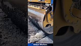 Asphalt road construction process  The workers do their job perfectly  machine shorts [upl. by Race]