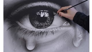 How to Draw a Realistic Eye with teardrop speed painting [upl. by Lubbock517]