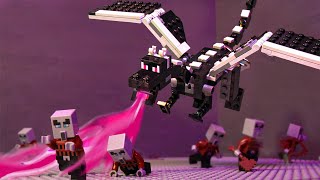 Attack Ender Dragon  Lego Stop Motion  Minecraft Animation [upl. by Laekcim]