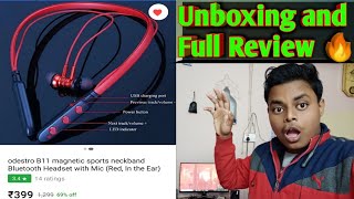 odestro B11 magnetic sports neckband Bluetooth Headset with Mic Unboxing and full Review 🔥  ❤️🔥 [upl. by Ximenes259]