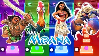 Moana vs Maui vs Tamatoa vs HeyHey Disney 💕❤️ Tiles Hop EMD RUSH Song [upl. by Aerehs868]