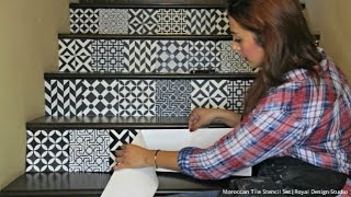 How to Stencil Stair Risers the Easy Way with Moroccan Tile Stencils [upl. by Carlisle967]