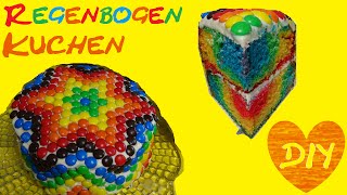 Regenbogentorte mit MampMs Stern backen Kuchen Geburtstagstorte rainbowcake Eva backt [upl. by Pendergast]