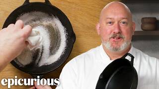 The Best Way To Clean and Season a Cast Iron Skillet  Epicurious 101 [upl. by Burlie983]