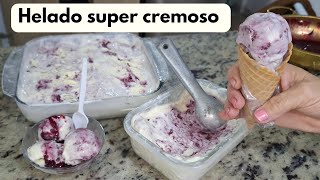 Helado Veteado de frutos rojos  Crema de Helado super cremosa casera [upl. by Mellicent]