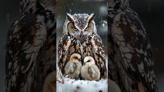 Mother Owl Sheltering Her Chicks from the Rain mother owl bird [upl. by Till146]