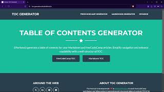 Table of Contents Generator  FreeCodeCamp  Markdown  Writers [upl. by Eisej]