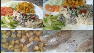 Escalope de poulet à la crème champignon إسكالوب الدجاج بكريمة الشمبنيون [upl. by Erinna]