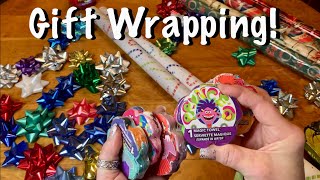 ASMR Christmas Gift Wrapping 2021 No talkingCutting amp taping amp paper crinkles Stocking stuffers [upl. by Omrellug]