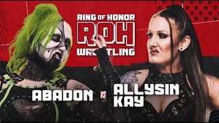 Abadon vs Allysin Kay Honor Club ROH Apr 18 2024 [upl. by Herrle]